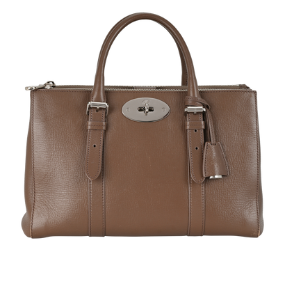 Double Zip Bayswater Tote, &pound;475, Handbags, Taupe, Leather, Front view
